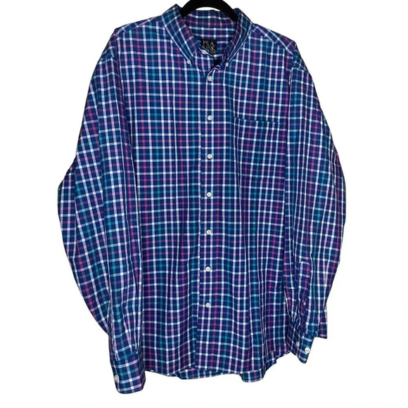 Jos. A. Bank Men's Tailored Fit Button-Down Collar Check Shirt Size XL - Picture 1 of 7